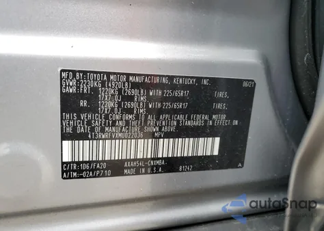 2021 Toyota Rav4 Xle from USA, damaged, VIN 4T3RWRFVXMU022036